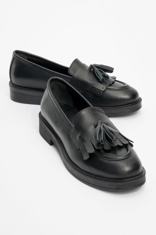 Forever & Always Shoes Milly Leather Tassel Loafer In Black Leather