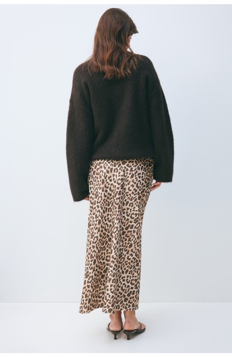 H&M Mama Satin Slip Skirt, Alternate, color, Beige/Leopard Print