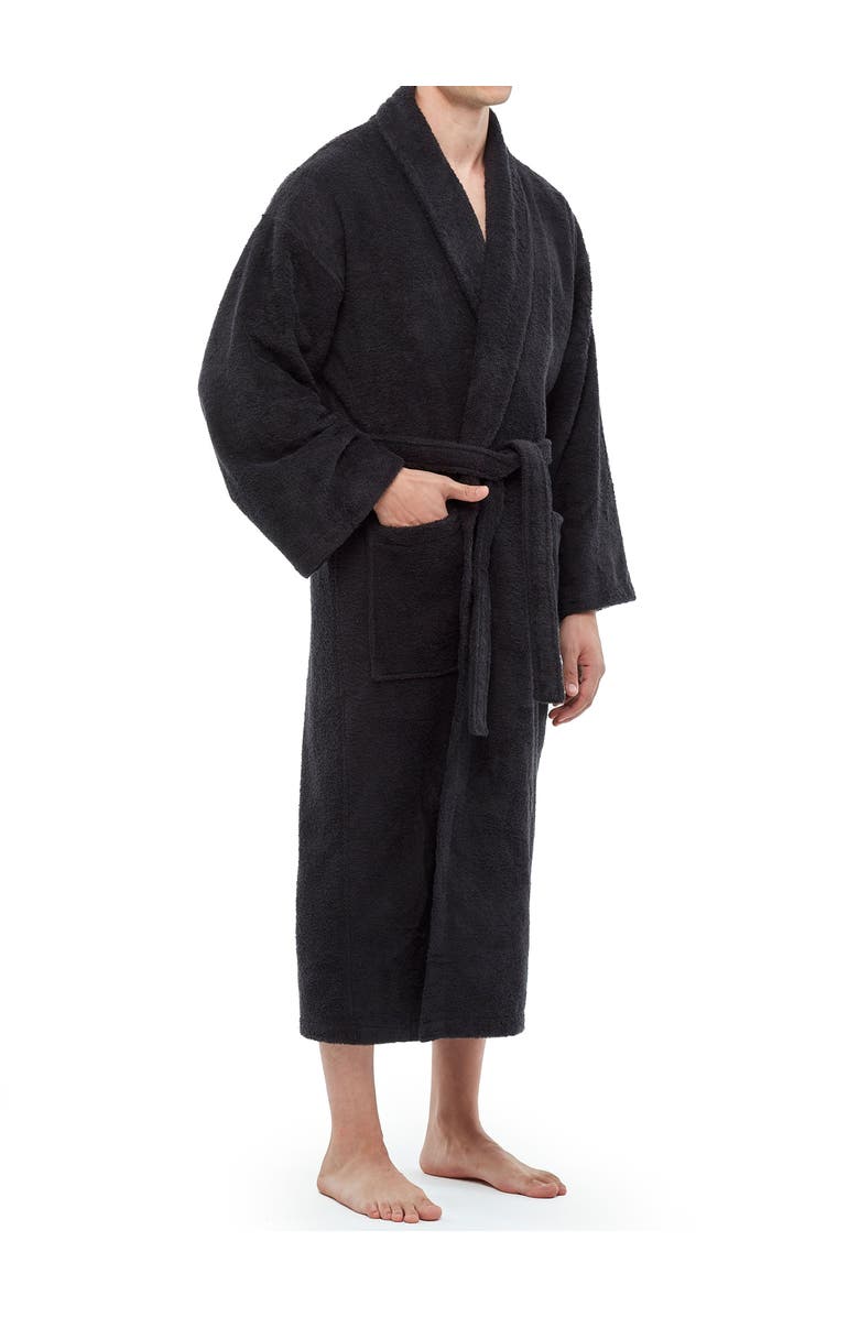 ARUS Shawl Collar Turkish Terry Cotton Bathrobe for Men, Alternate, color, Black