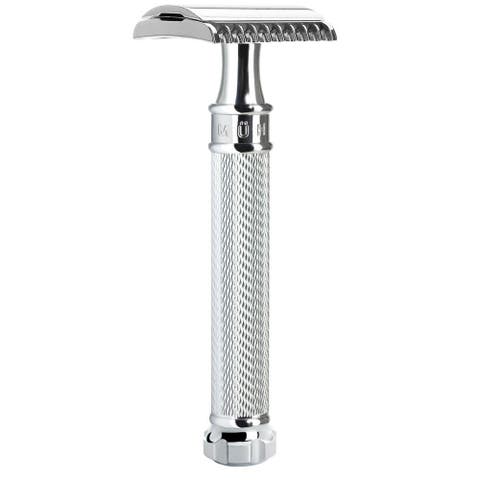 Traditional Chrome 'Twist' Safety Razor - Open Comb
