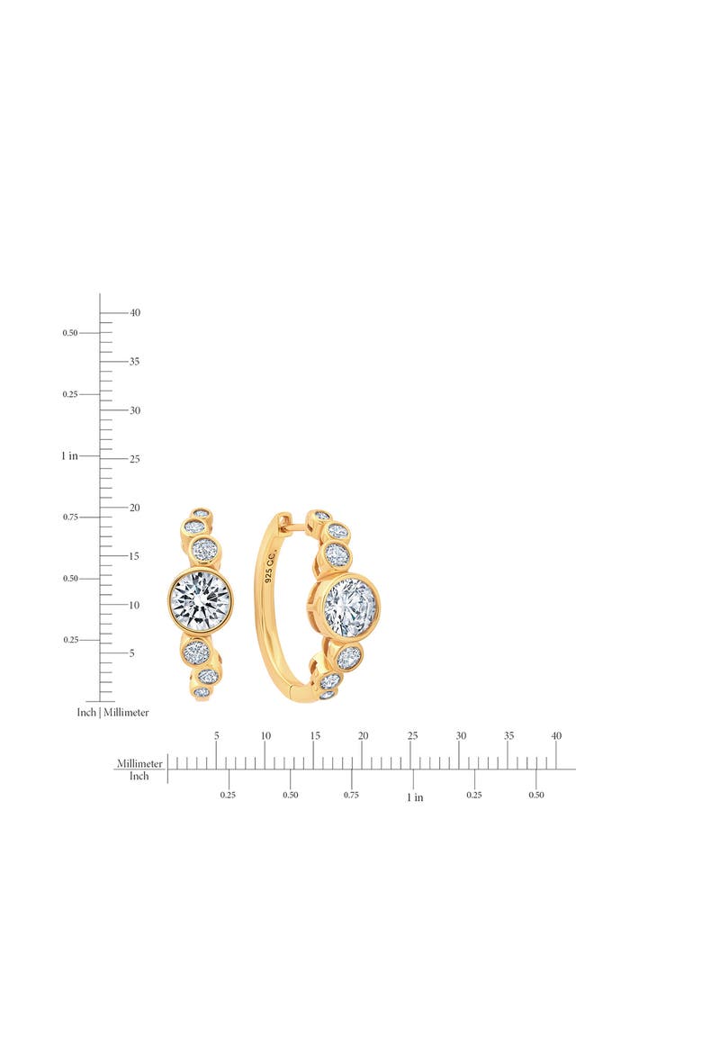 Stardust Cubic Zirconia Hoop Earrings, Alternate, color, 18KYG/ CLEAR STONE