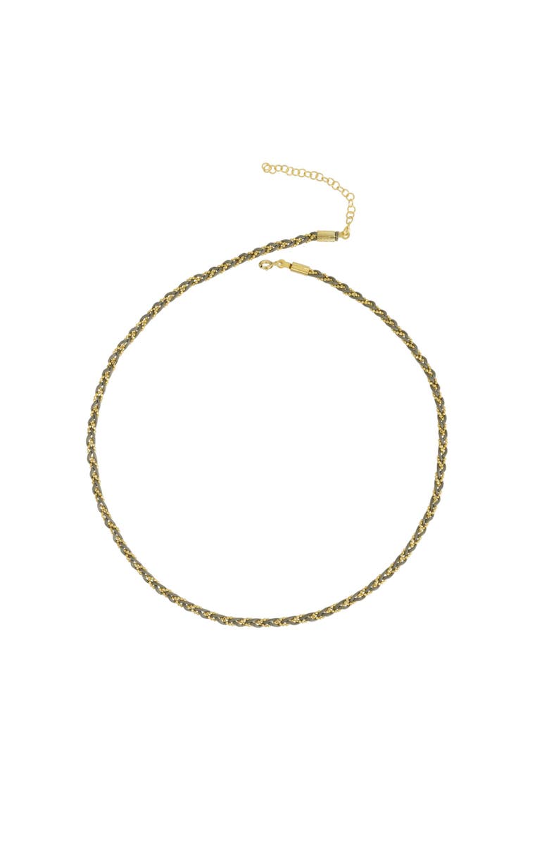 Spero London Handmade Rope Braided Sterling Silver Beaded Chain Necklace, Main, color, Grey