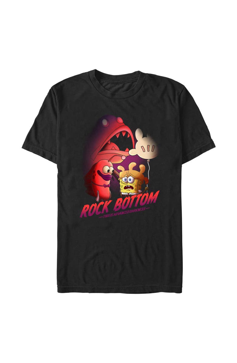 SpongeBob SquarePants Men's SpongeBob SquarePants Rock Bottom Advanced Darkness Graphic T-Shirt, Alternate, color, Black
