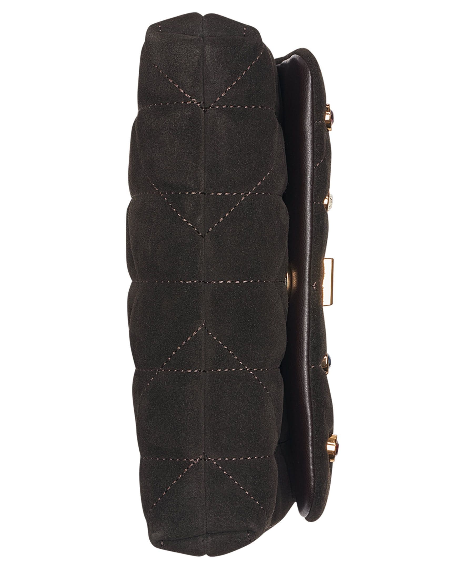 Lafayette Small Suede Crossbody Bag With Gems, Alternate, color, Fudge