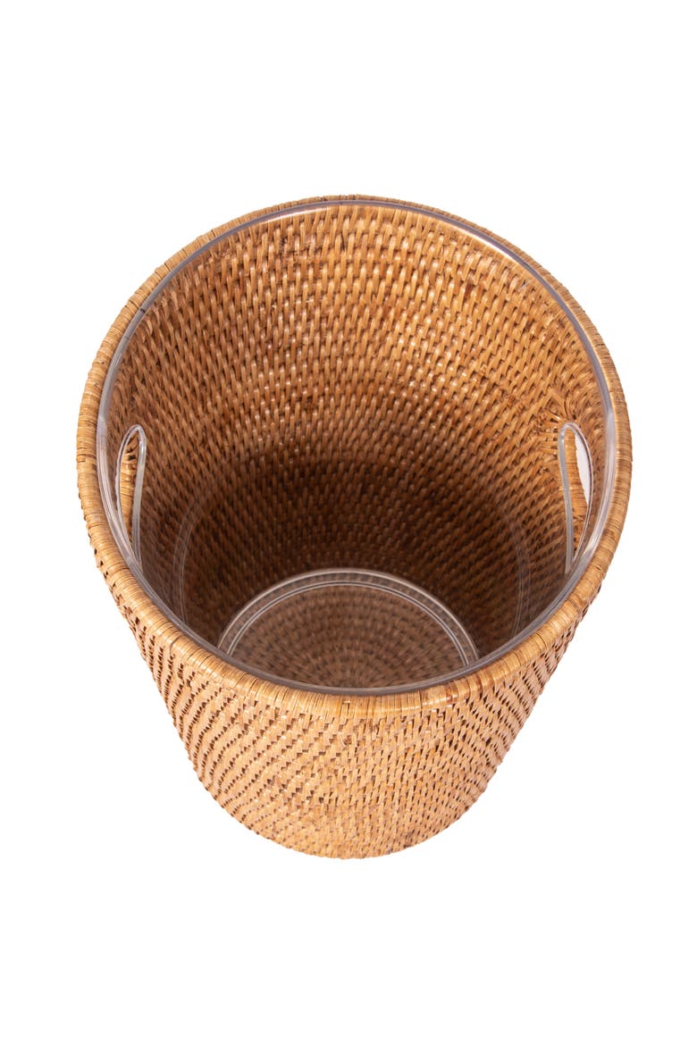 Artifacts Rattan Small Champagne Bucket with Acrylic Insert, Alternate, color, Honey Brown
