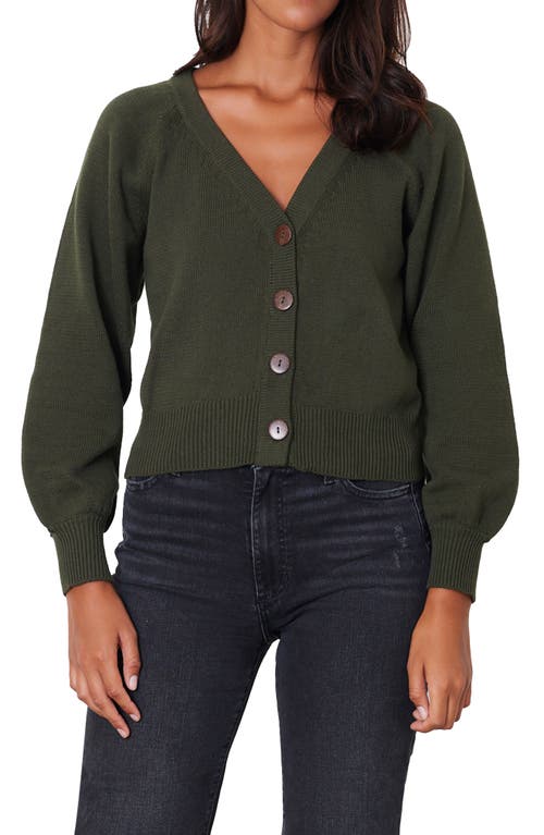 Paneros Clothing Greta Cropped Cotton Cardigan In Forest Green