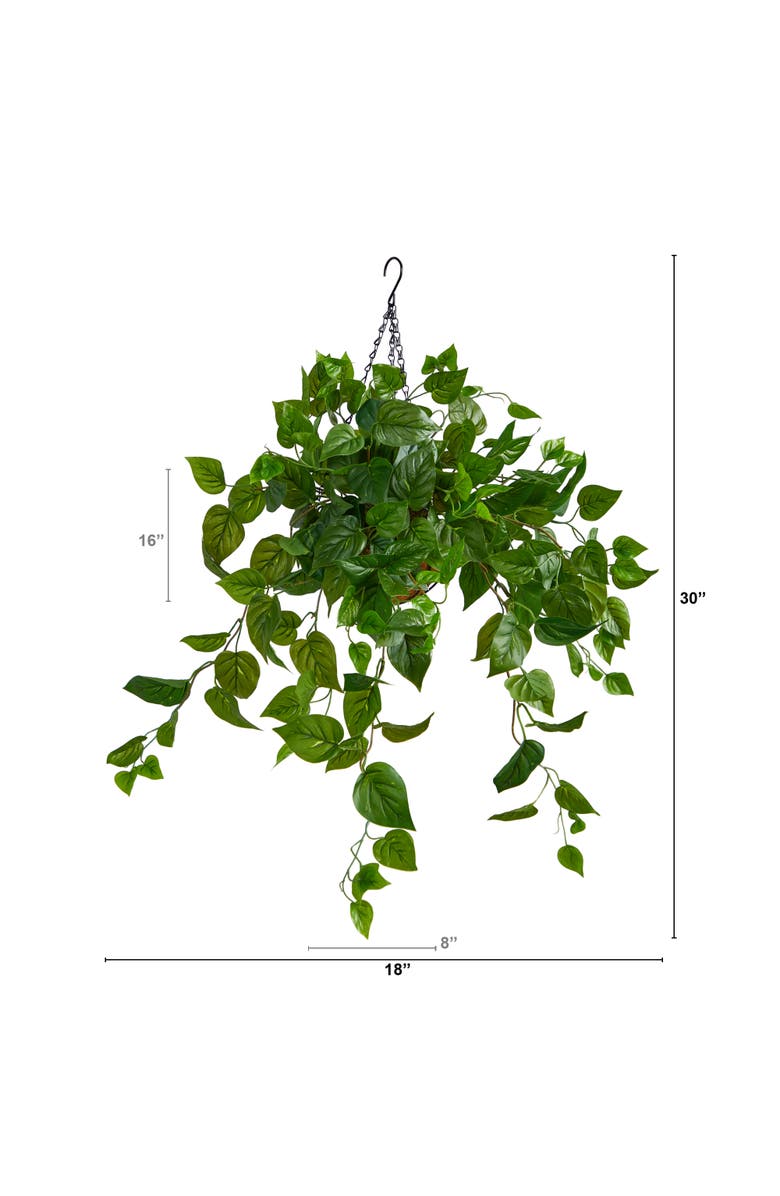 NEARLY NATURAL 2.5-ft Philodendron Artificial Plant in Hanging Basket, Alternate, color, Green