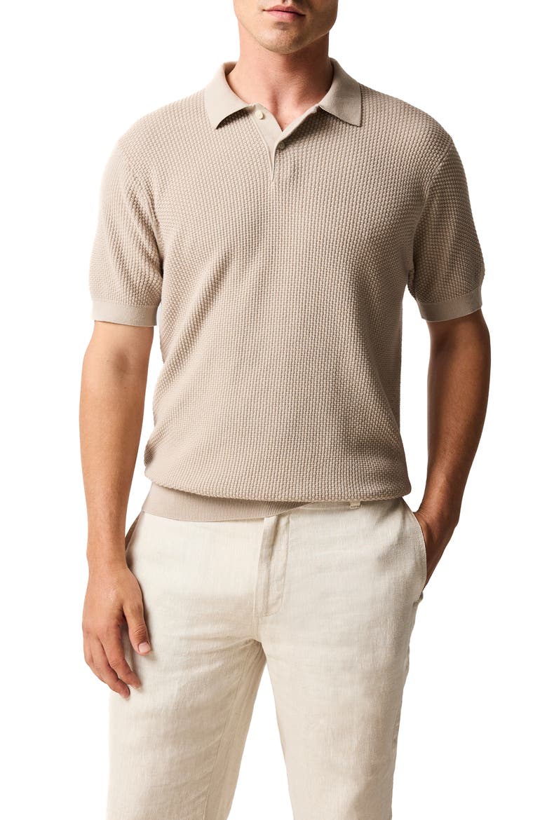 Amberley Diamond Jacquard Cotton Polo Sweater, Main, color, SAND