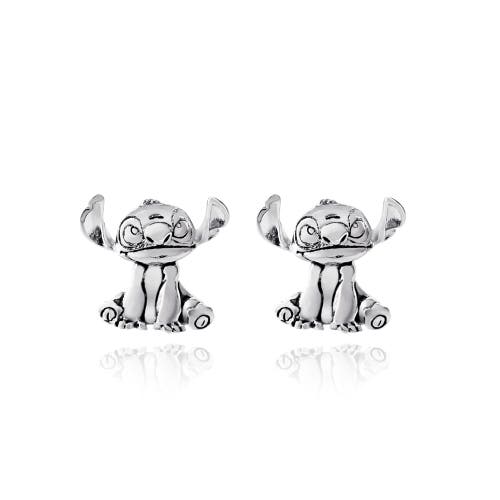 Disney Silver Plated Stitch Stud Earrings In Metallic