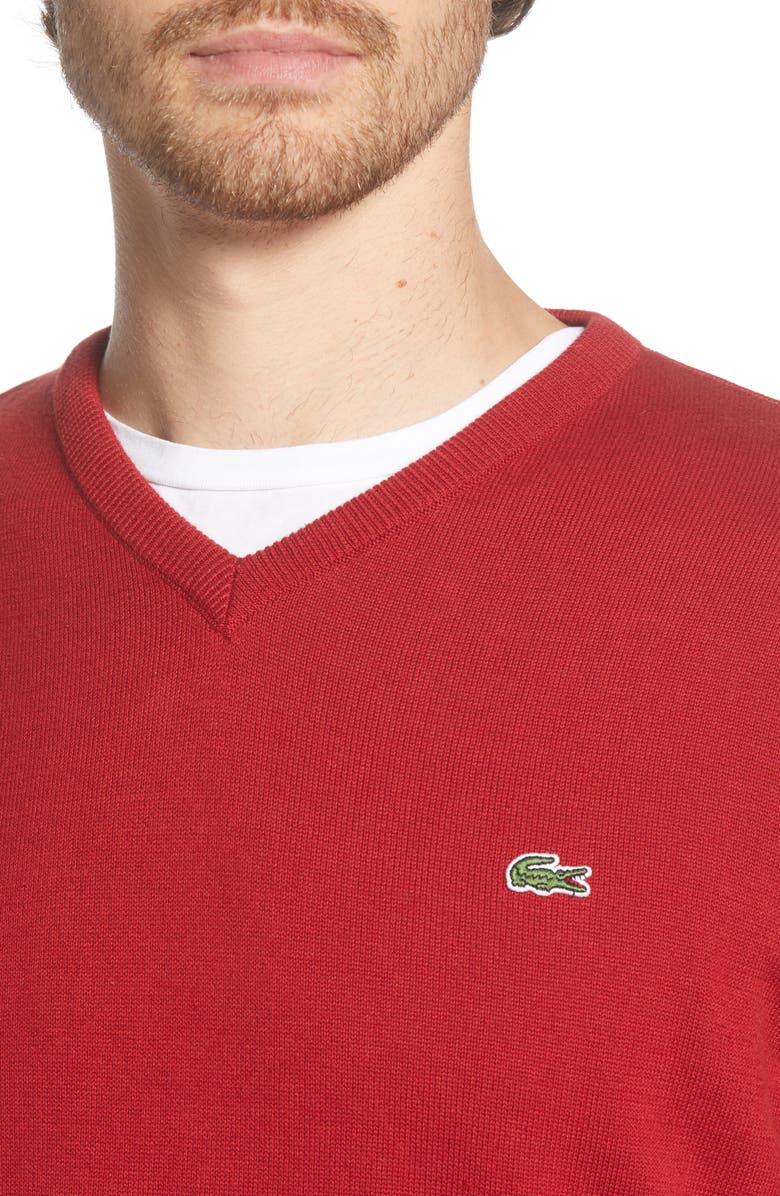 Lacoste Regular Fit V-Neck Sweater, Alternate, color, 