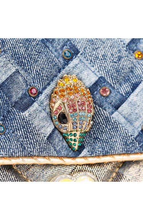 Kurt Geiger London Kensington Heart Denim Convertible Shoulder Bag In Blue
