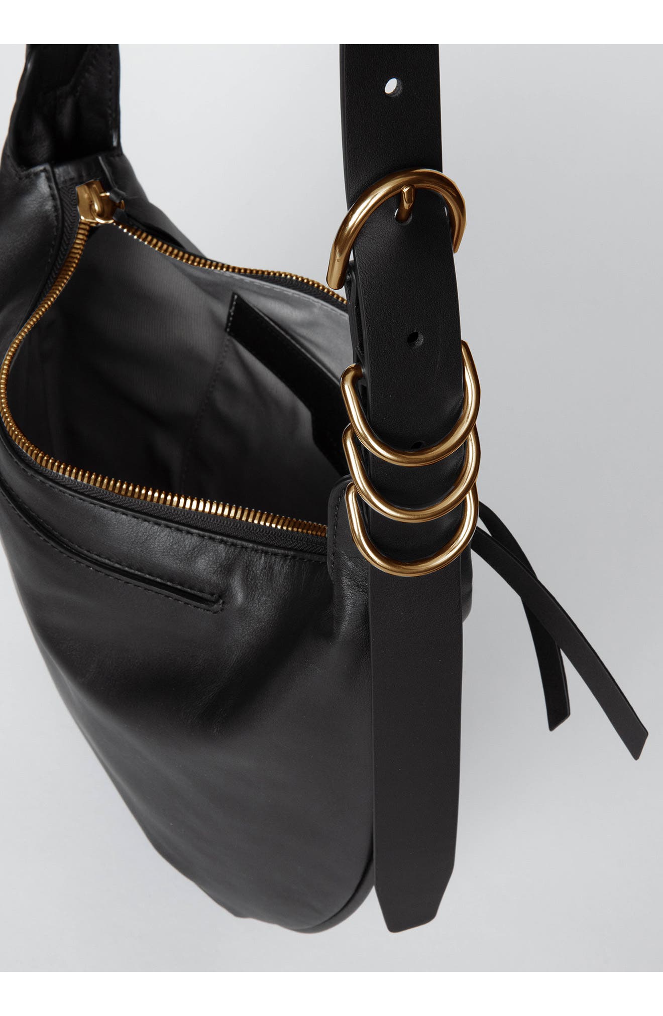 rag & bone Medium Mercer Leather Hobo Bag, Alternate, color, Black