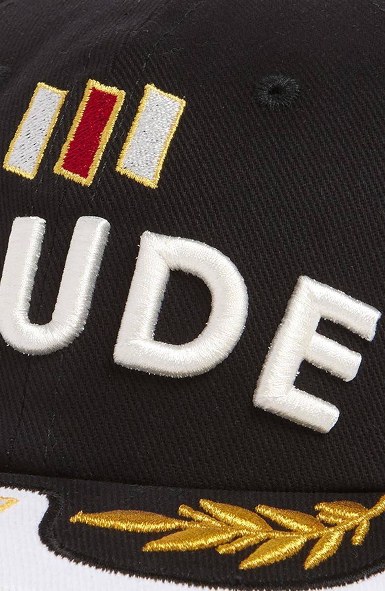 Rhude Souvenir Logo Embroidered Twill Baseball Cap, Alternate, color, Black / White / Multi