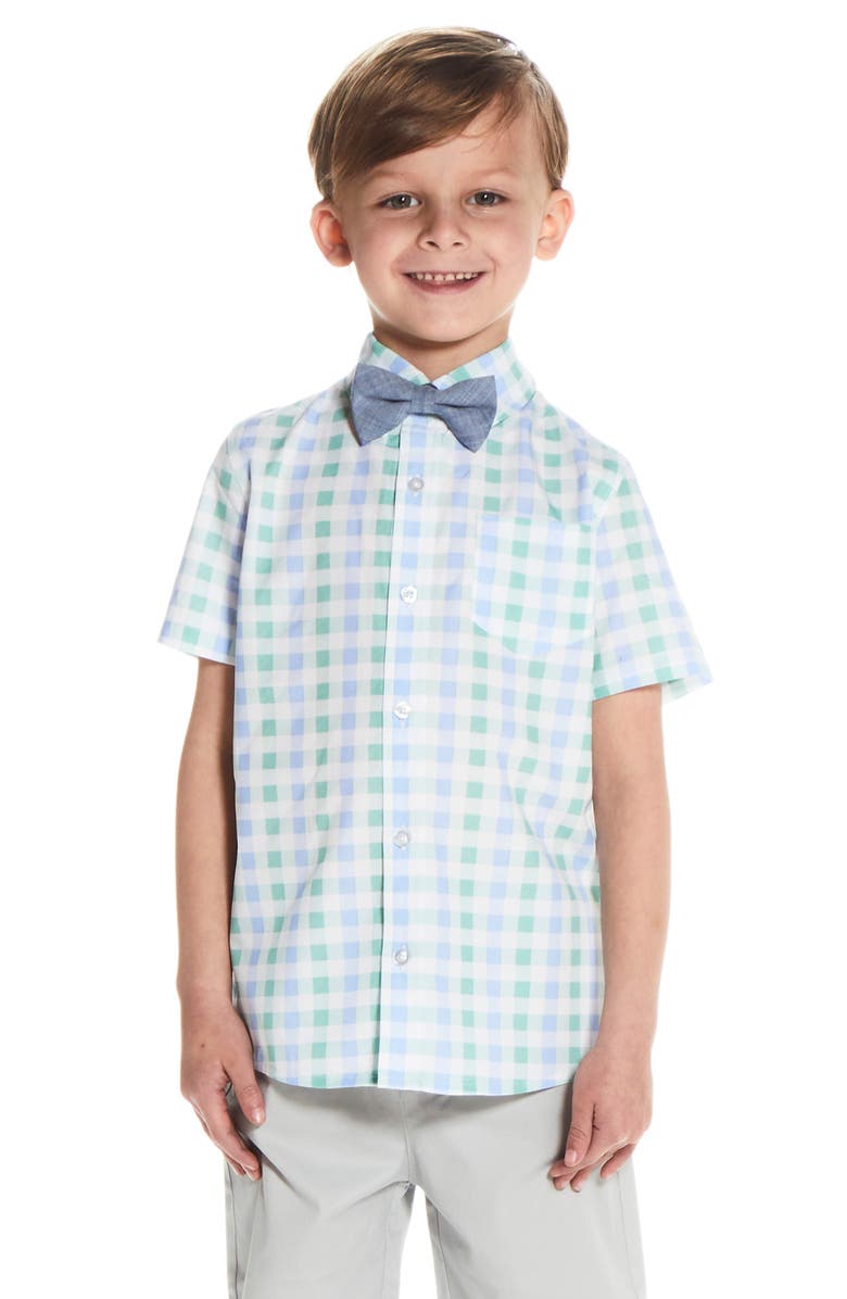 Andy & Evan Woven Button-Up Shirt, Bow Tie & Shorts Set, Alternate, color, 