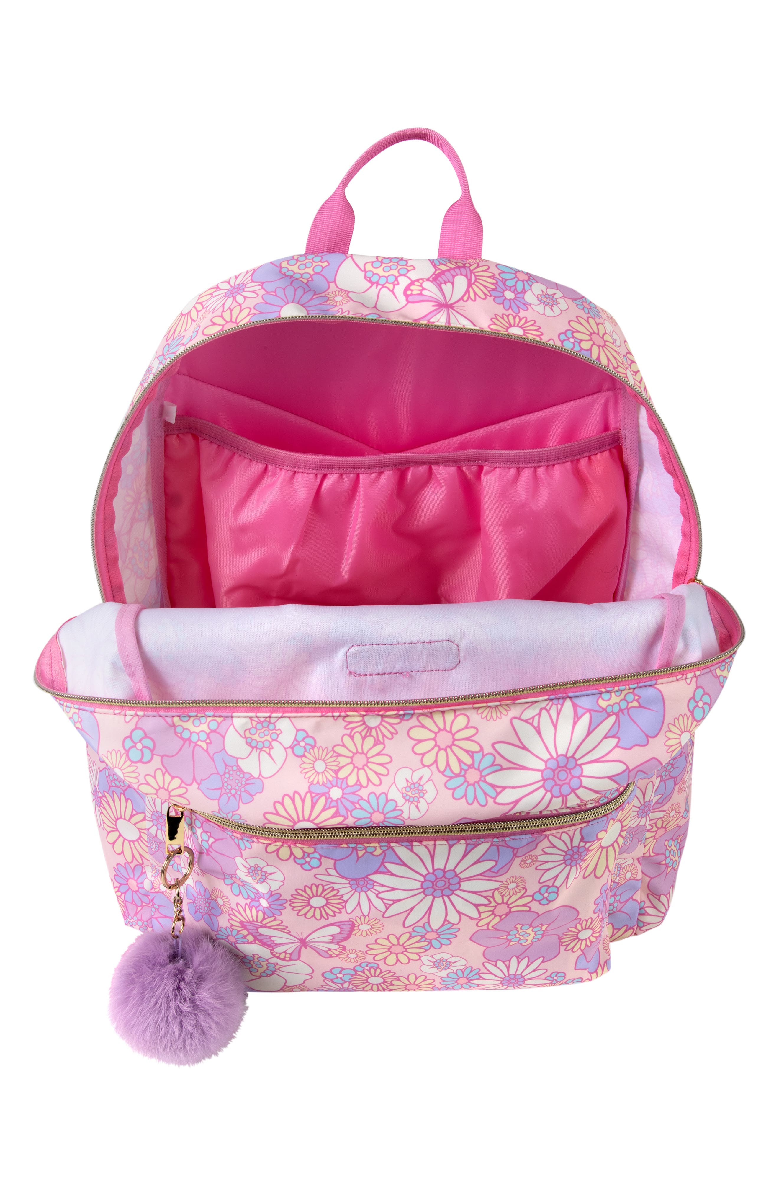 Jessica Simpson Kids' Nylon Floral Backpack with Pompom, Alternate, color, 