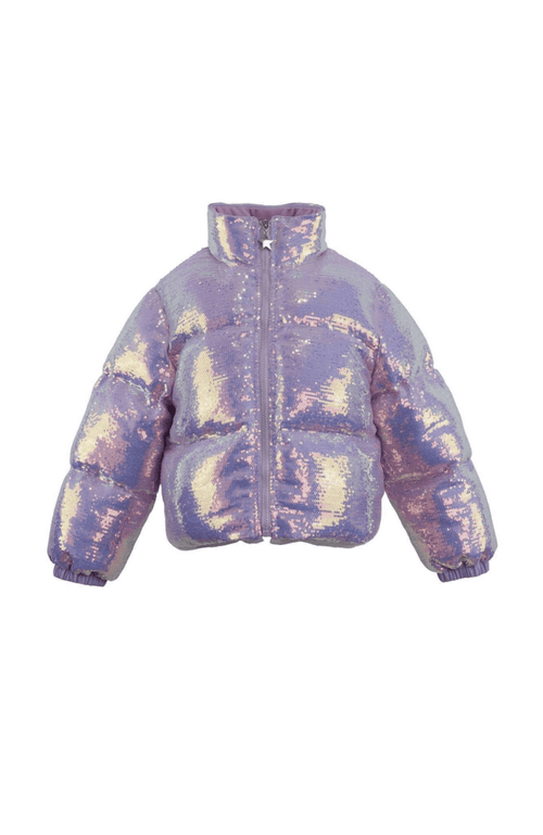Lola + The Boys Shimmer Puffer In Purple