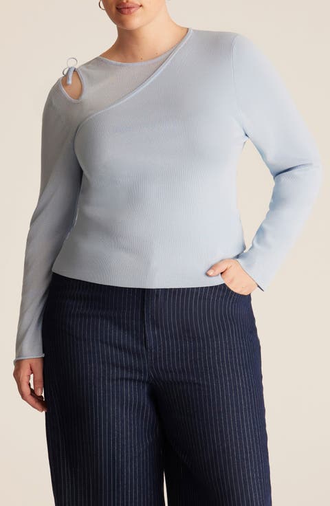 Libbie Sparkle Cutout Long Sleeve Knit Top