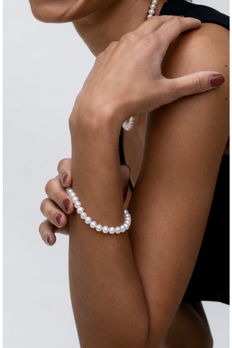 Timeless White Freshwater Pearl Bracelet, Alternate, color, Sterling Silver