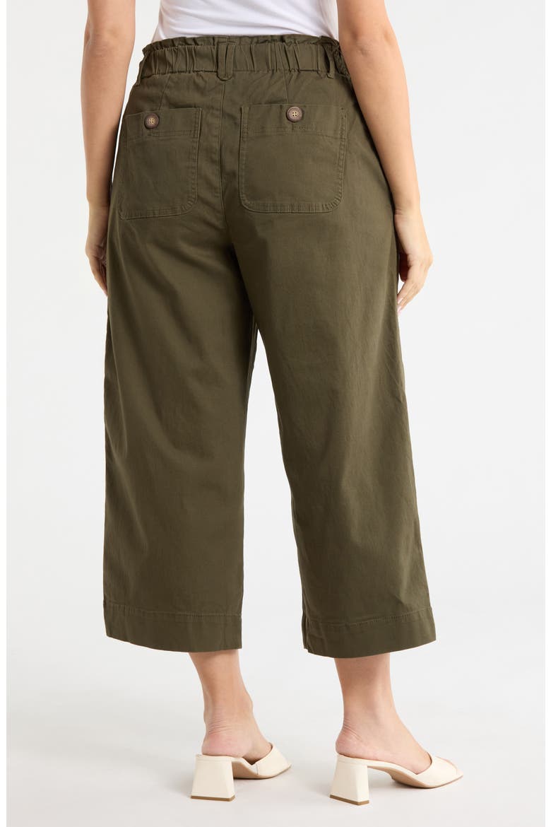 Button Pocket Crop Wide Leg Pants, Alternate, color, CAPER