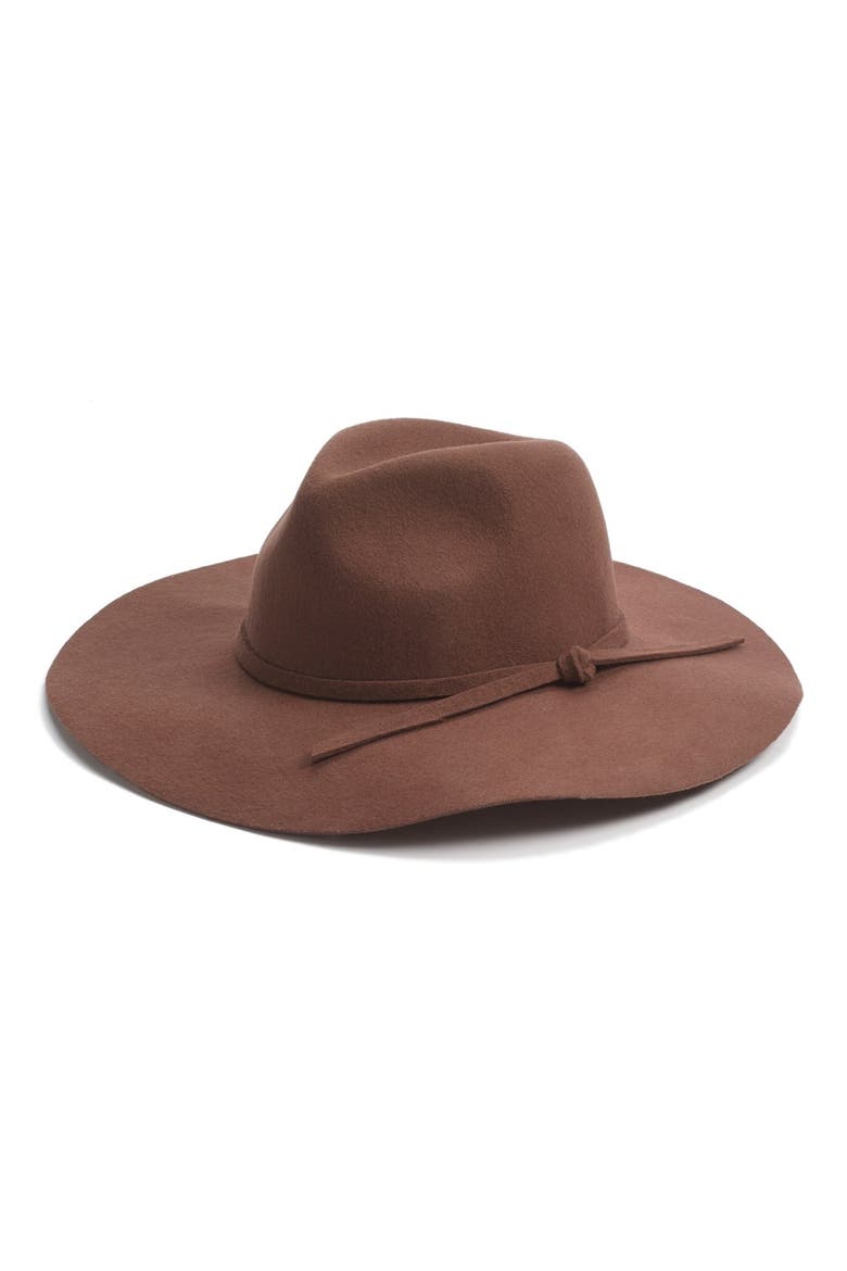 Wide Brim Wool Fedora, Main, color, BROWN