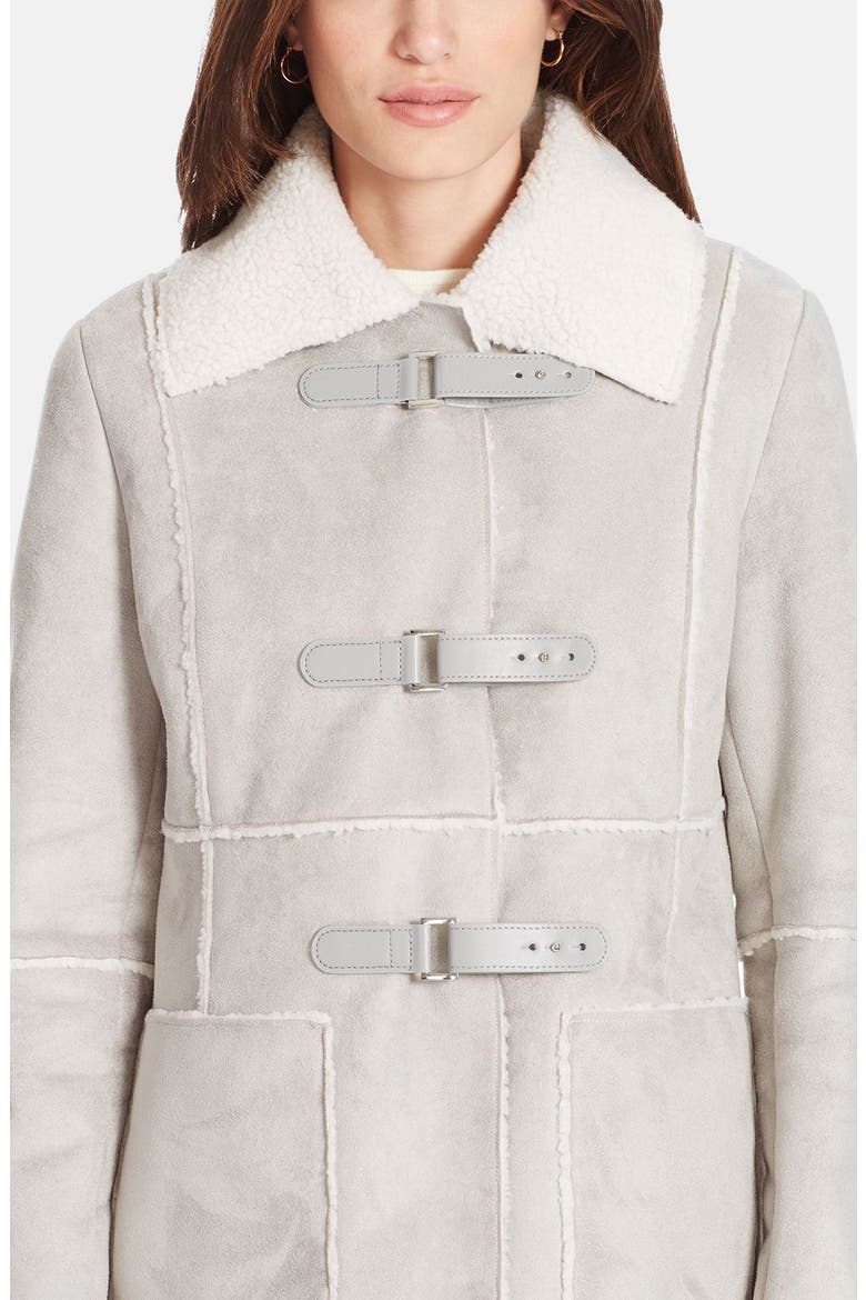 Spread Collar Faux Shearling Coat, Alternate, color, ALASKAN GREY