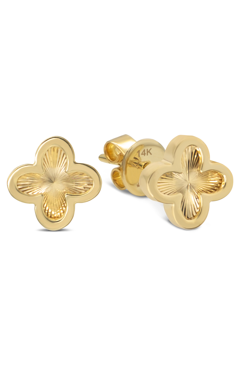 DEVATA Clover Stud Earrings in 14K Gold, 9mm, Main, color, Yellow Gold
