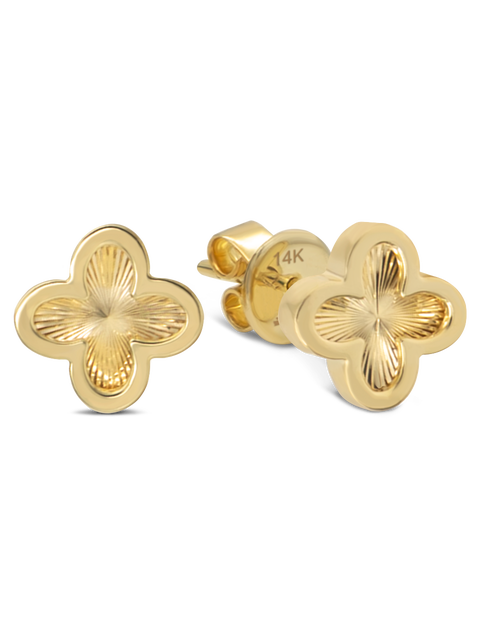 Clover Stud Earrings in 14K Gold, 9mm