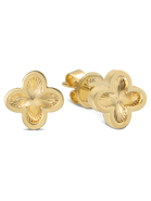 DEVATA Clover Stud Earrings in 14K Gold, 9mm