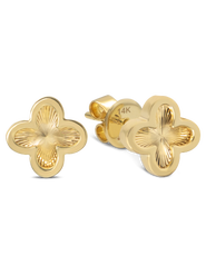 DEVATA Clover Stud Earrings in 14K Gold, 9mm