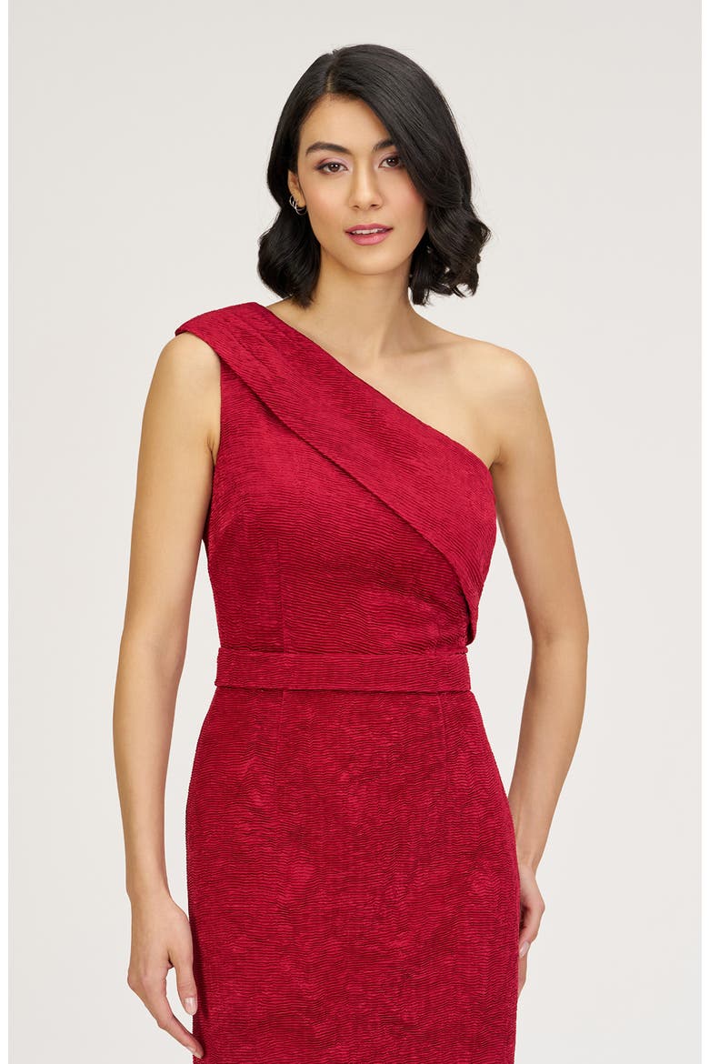 Briella One-Shoulder Column Gown, Alternate, color, RED