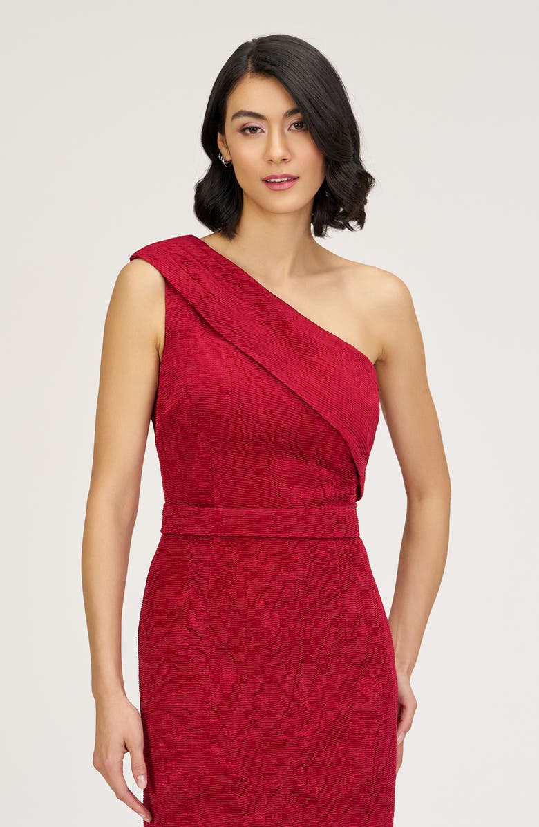 JS Collections Briella One-Shoulder Column Gown, Alternate, color, Red