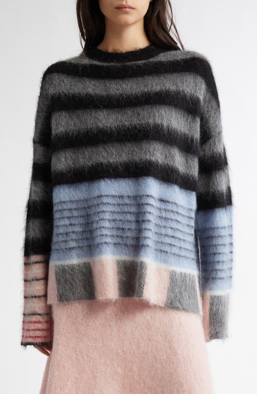 ZANKOV Ivan Stripe Mohair & Alpaca Blend Sweater in Black Multi 