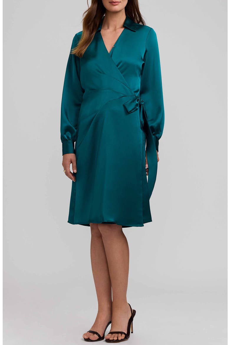 Valentina Wrap Dress, Main, color, EMERALD GREEN