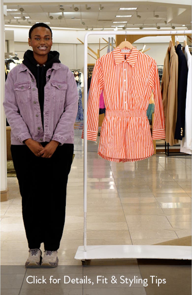 Stripe Long Sleeve Cotton Romper, sales video thumbnail