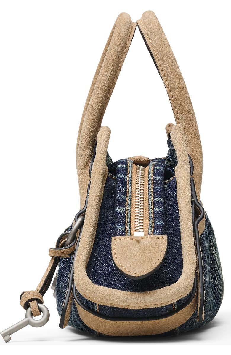Marc Jacobs The Small Cristina Denim Suede Satchel, Alternate, color, Dark Wash Indigo