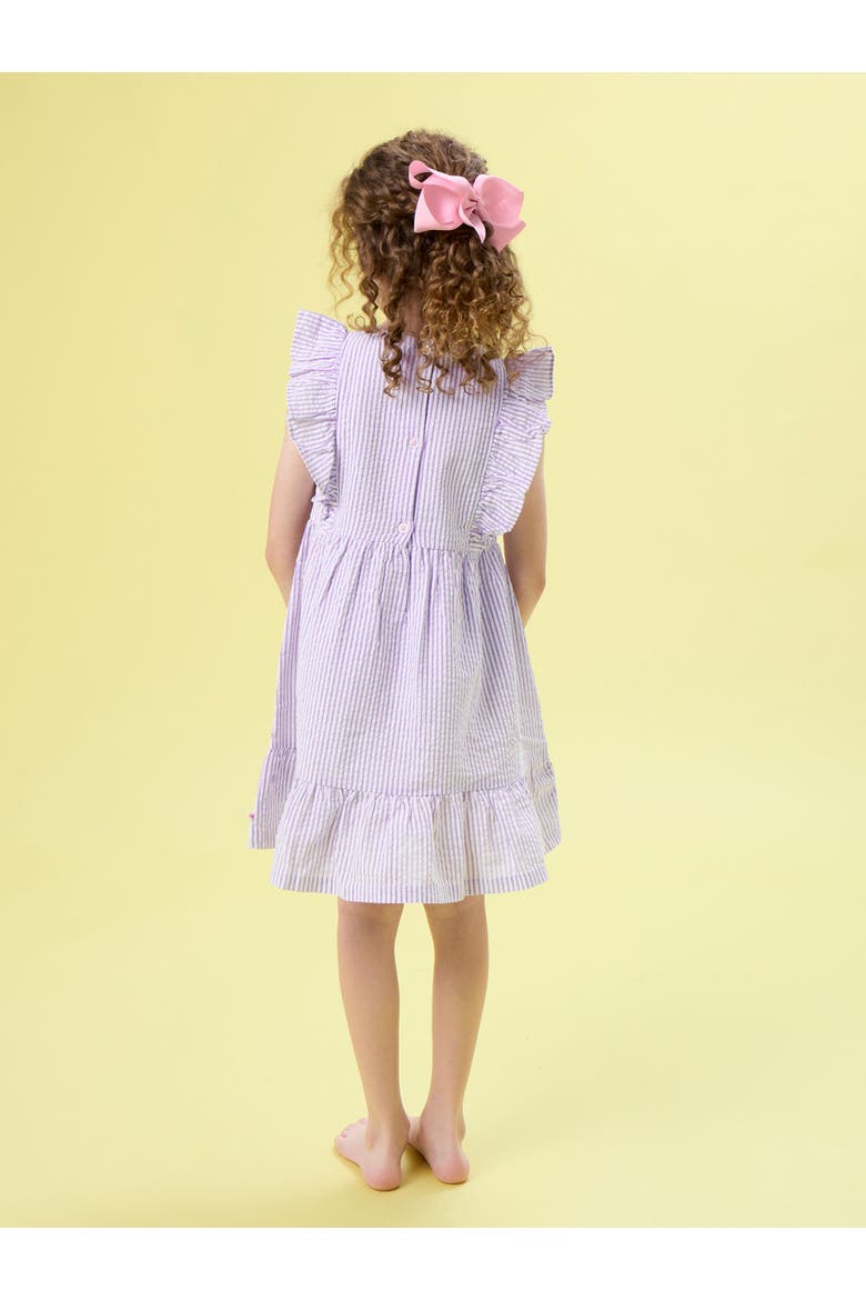 Sleeveless Pinafore Bow Dress, Alternate, color, Wisteria Purple Seersucker