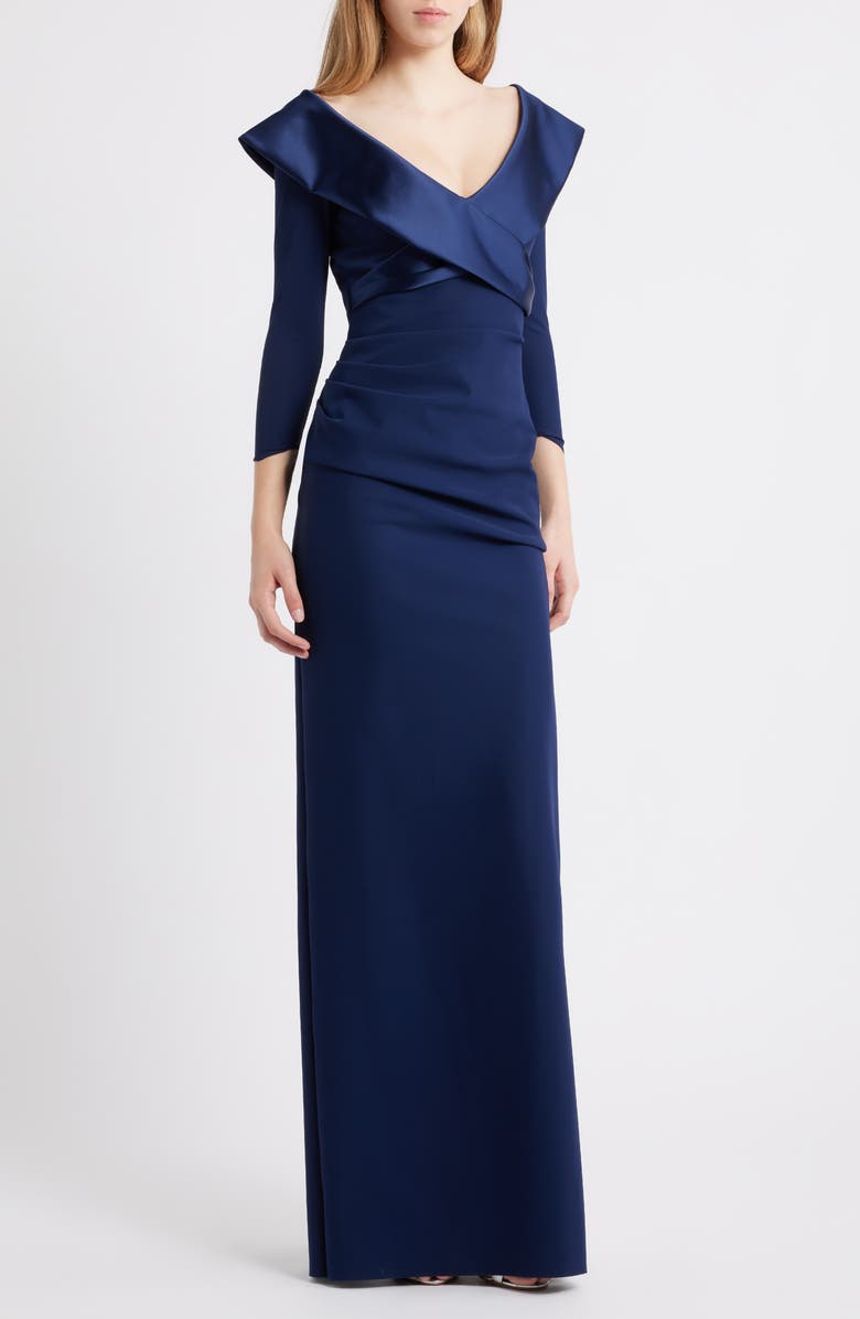 Chiara Boni La Petite Robe Suli Ra Wrap Front Column Dress, Main, color, Blue Note