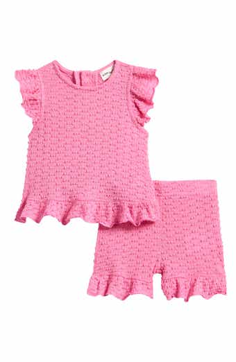 Ruffle Textured Top & Shorts Set