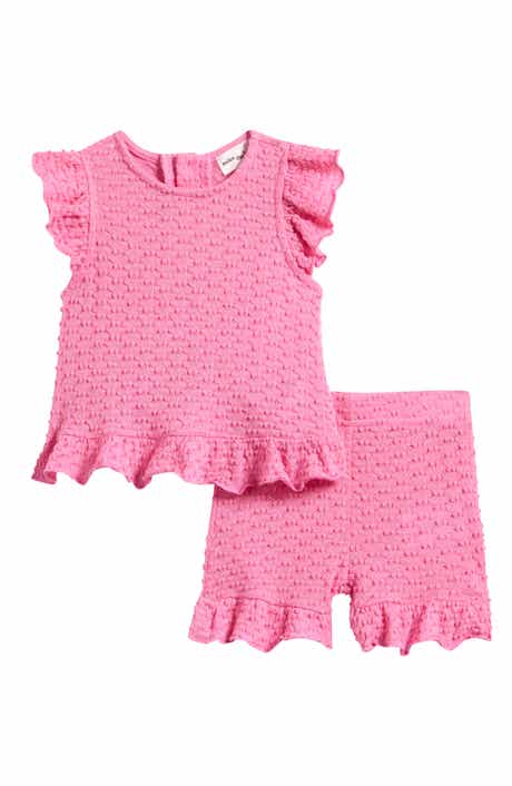 Ruffle Textured Top & Shorts Set