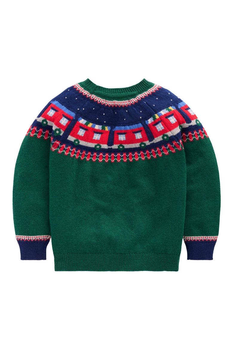 Kids' Fair Isle Sweater, Alternate, color, JEWEL GREEN TRAIN