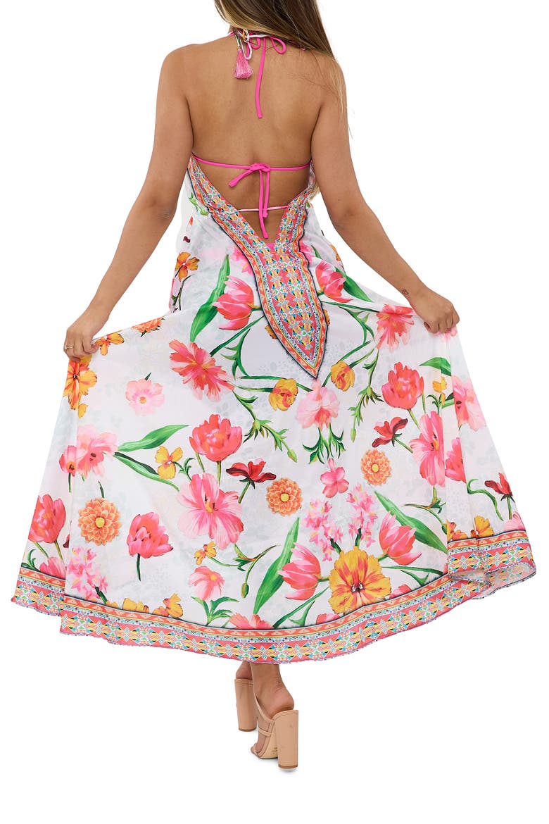 Floral Halter Dress, Alternate, color, WHITE