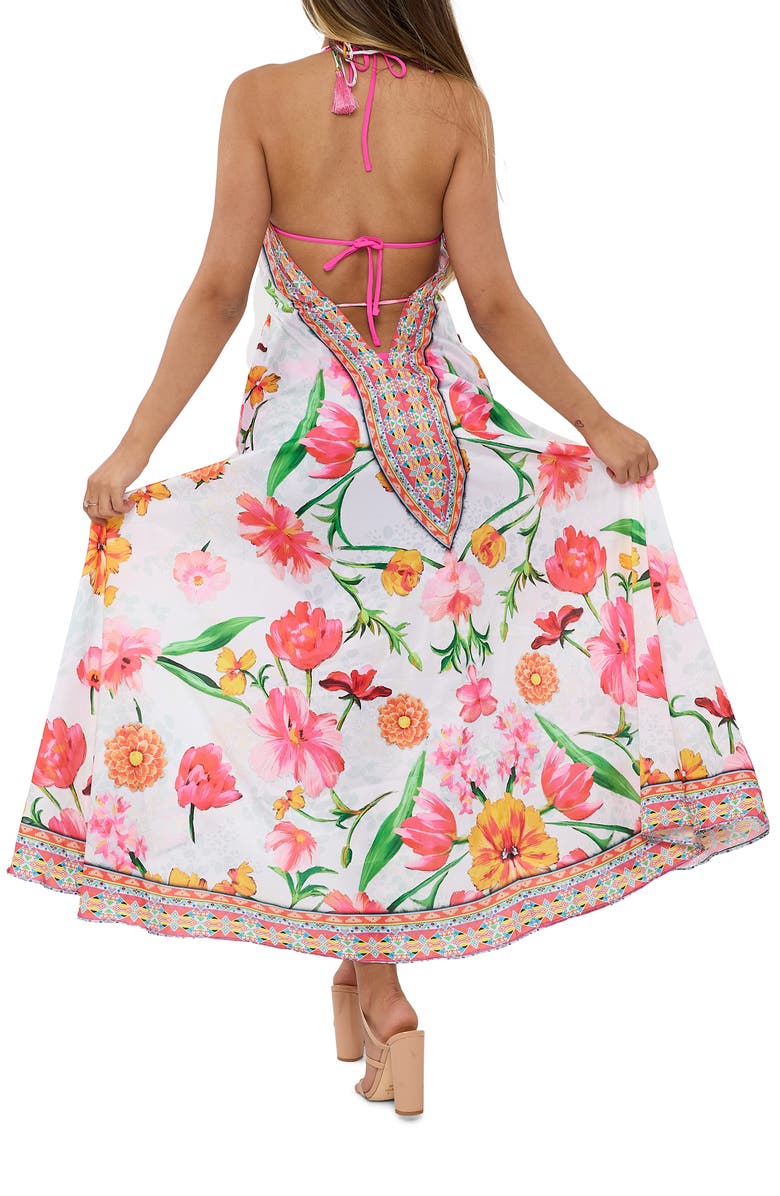 RANEES Floral Halter Dress, Alternate, color, White