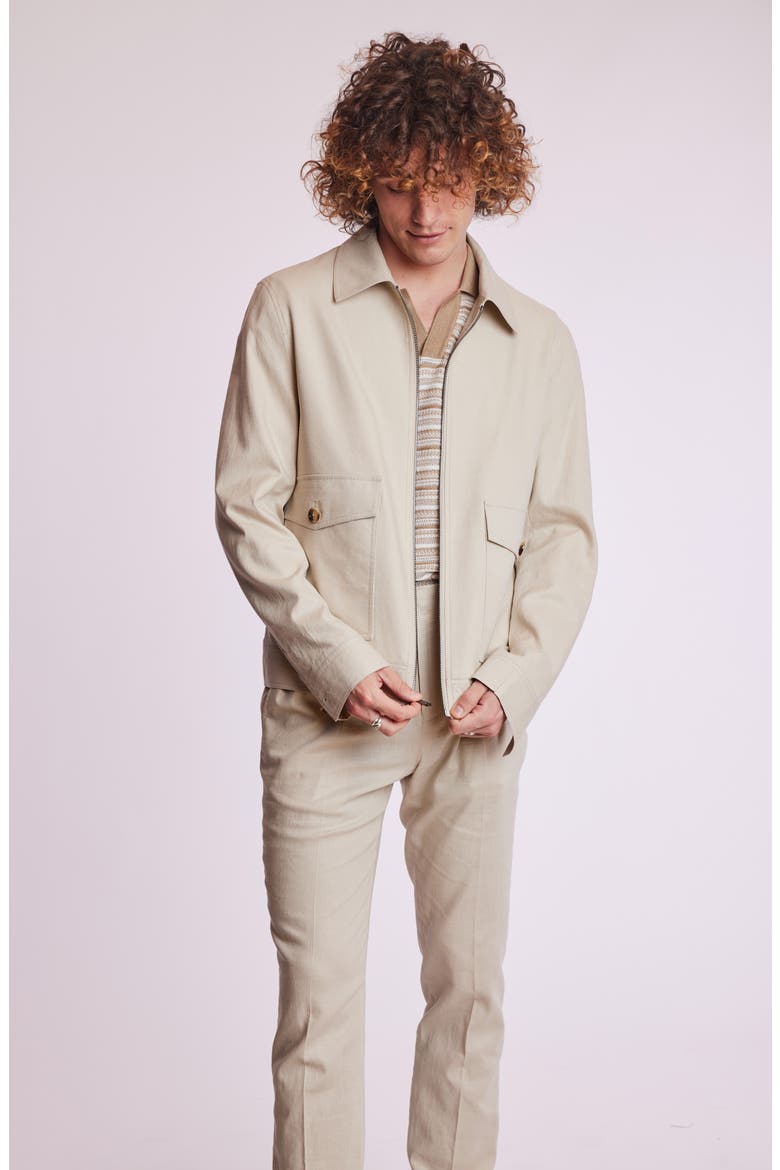 Milo Slim Fit Linen Blend Bomber Jacket, Alternate, color, TAN LINEN