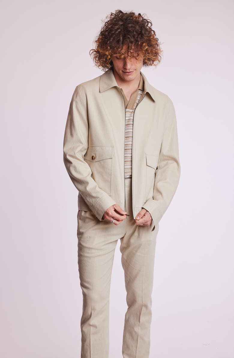 PAISLEY & GRAY Milo Slim Fit Linen Blend Bomber Jacket, Alternate, color, Tan Linen