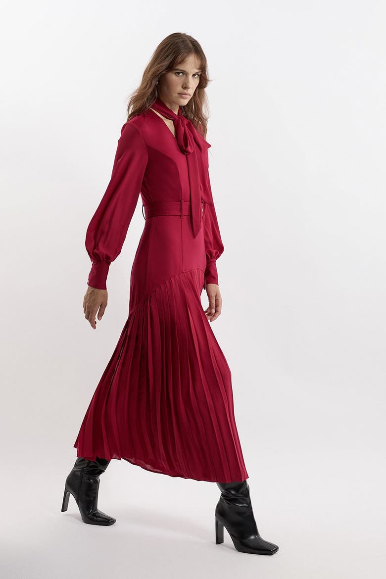Jersey Ponte Georgette Mix Maxi Dress, Alternate, color, Plum