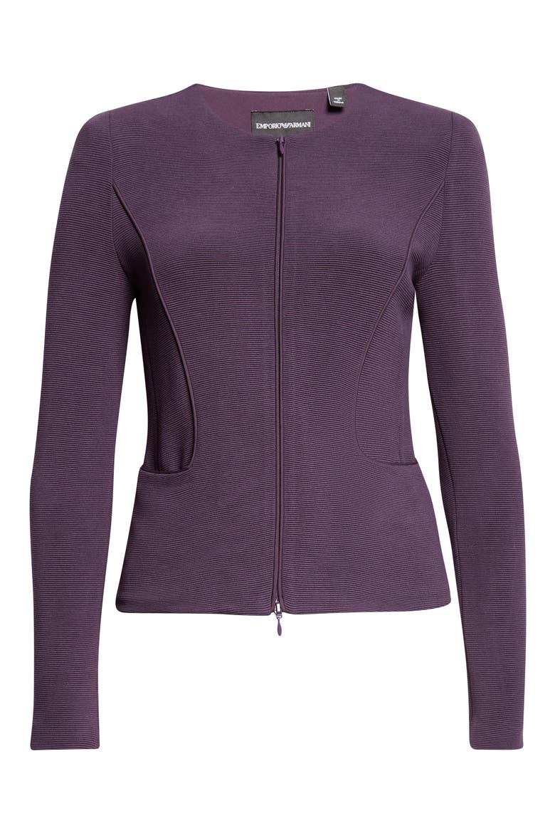 Ottoman Jersey Zip Up Jacket, Main, color, BLACKBERRY