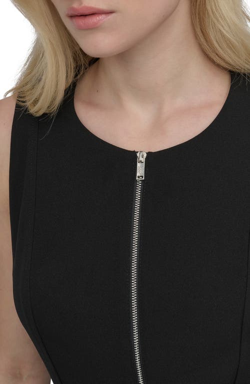 Dkny Front Zip Sleeveless Fit & Flare Dress In Black