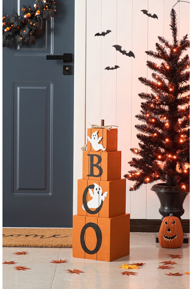 Halloween and Fall Wood Reversible Boxed Porch Decor, Alternate, color, Orange