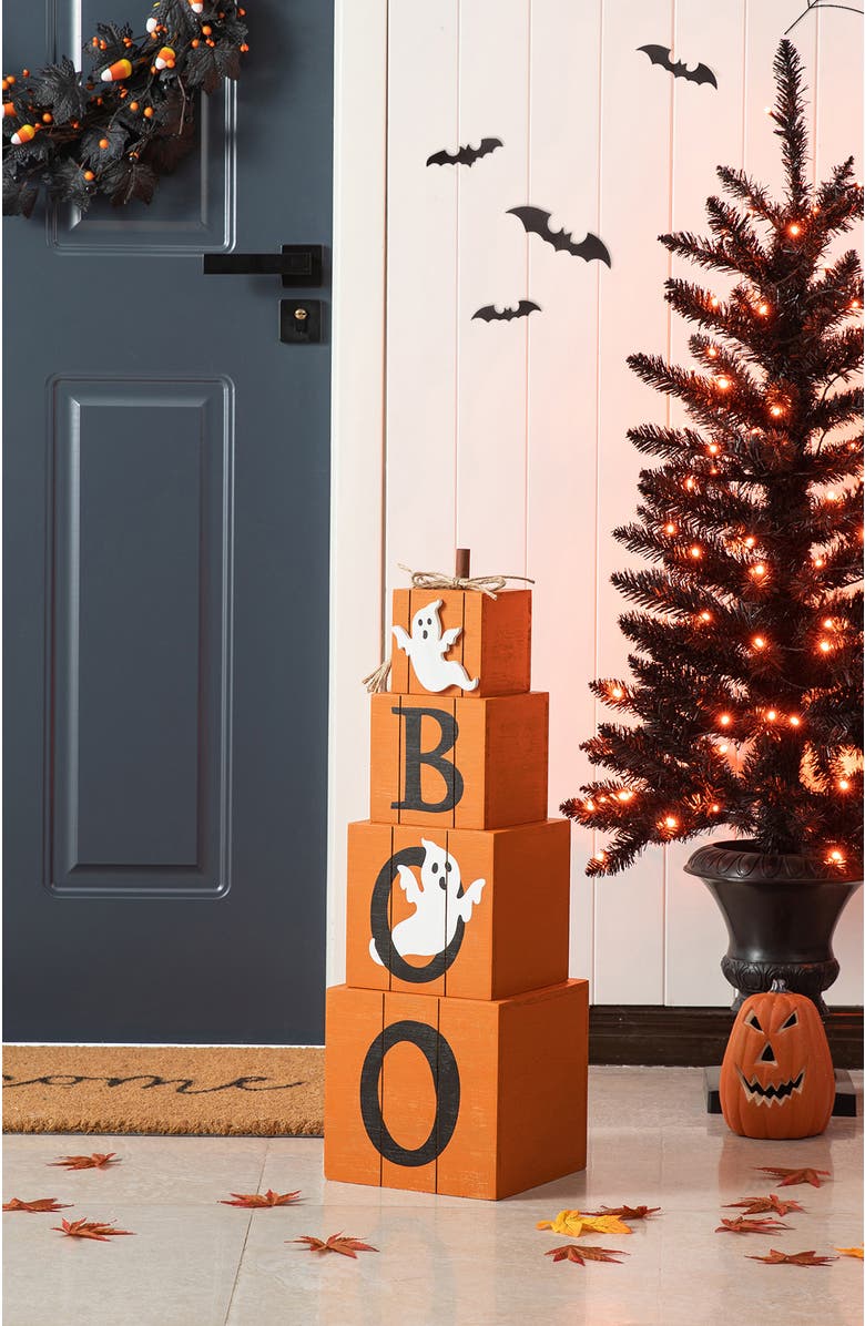 Glitzhome Halloween and Fall Wood Reversible Boxed Porch Decor, Alternate, color, 