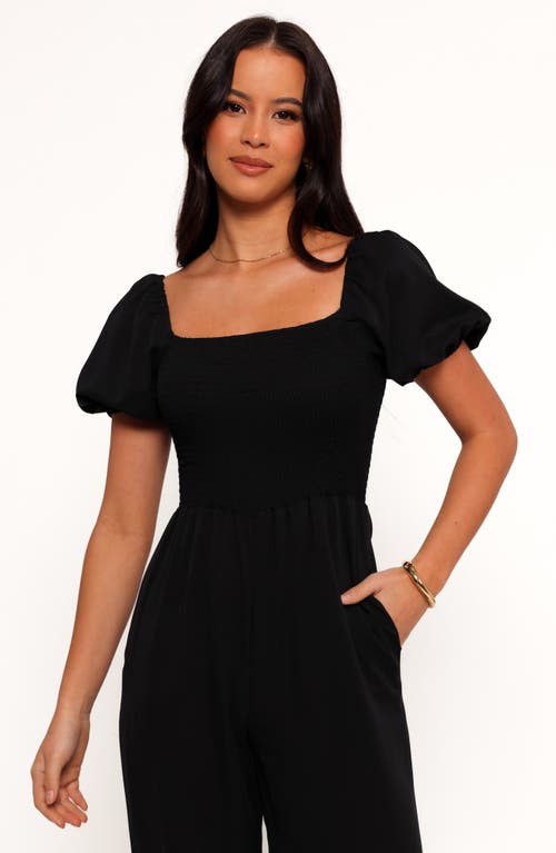 Petal And Pup Petal & Pup Jolene Smocked Puff Sleeve Jumpsuit In Black